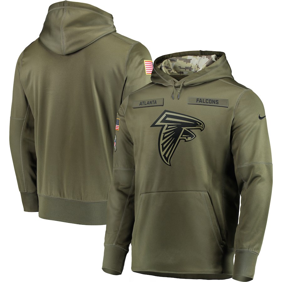 Men Atlanta Falcons Nike Olive Salute To Service KO Performance Hoodie Green->los angeles rams->NFL Jersey